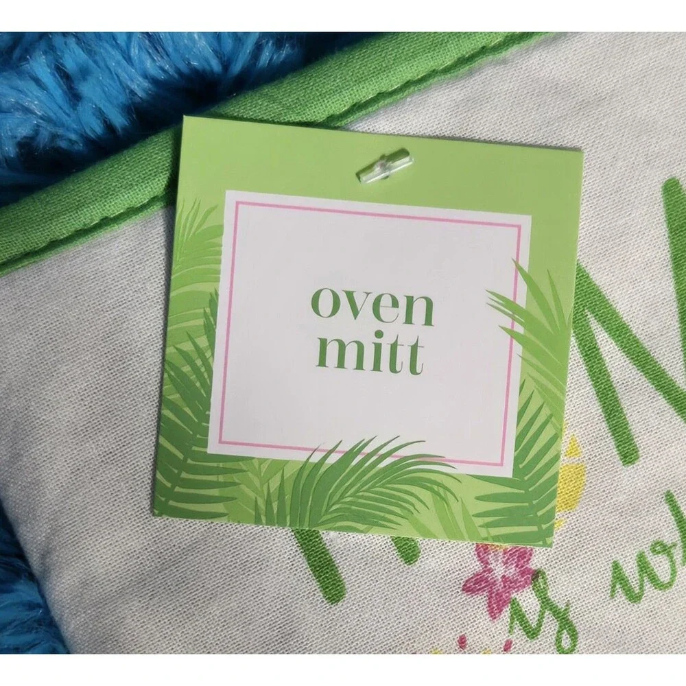 4pc Home is Where the Sun Shines Kitchen Set: Oven Mitt Potholder + 2 Towels